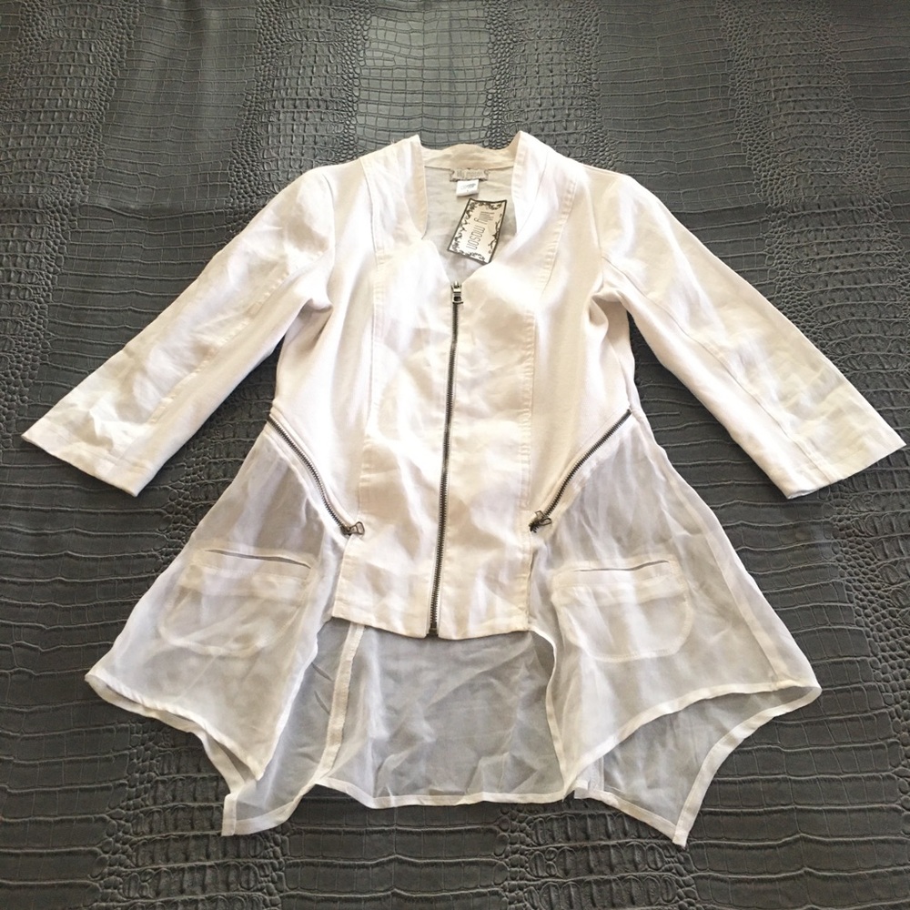 Lilly Mason Waldron Jacket 100% Ramie Sheer Labeled Large Fits Like Size Small